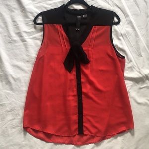 Red & Black Chiffon Tank